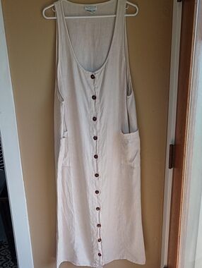 lew magram Collection New York Linen Vintage Tall Button Down Long Jumper Dress